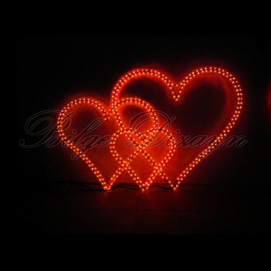 Led Işıklı Kırmızı Kalp 40cm