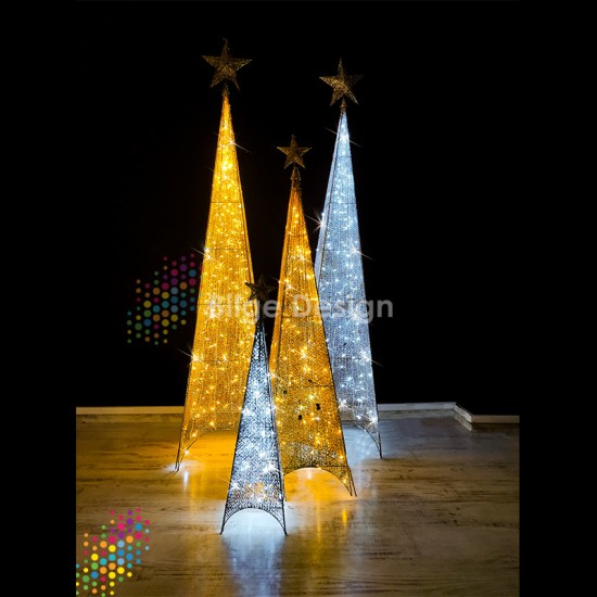 Led Işıklı Silver Piramit 200cm