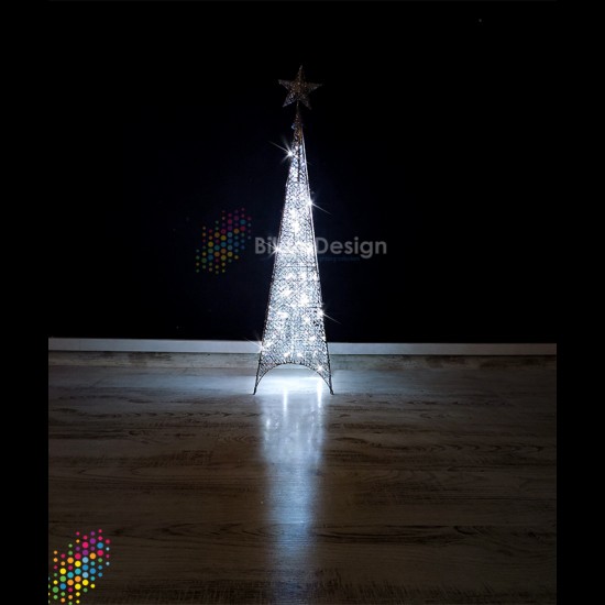 Led Işıklı Silver Piramit 90cm